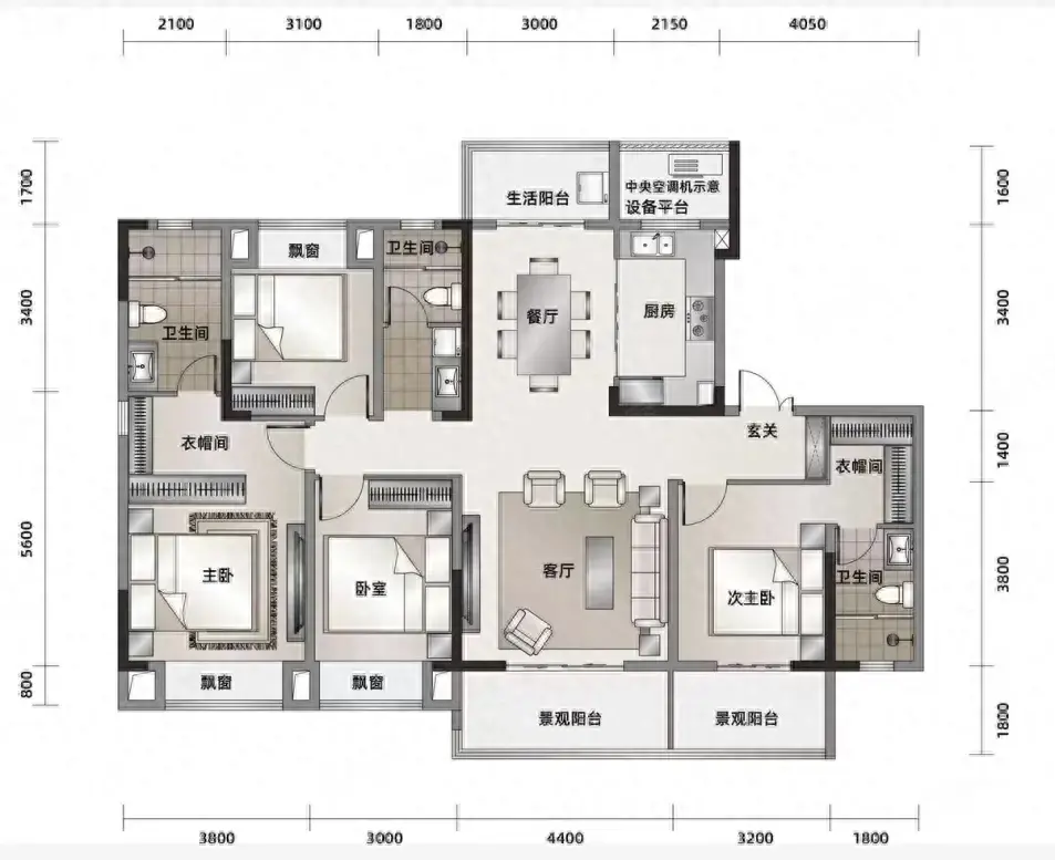 这是一款漂亮的163.85平米网红户型吗?